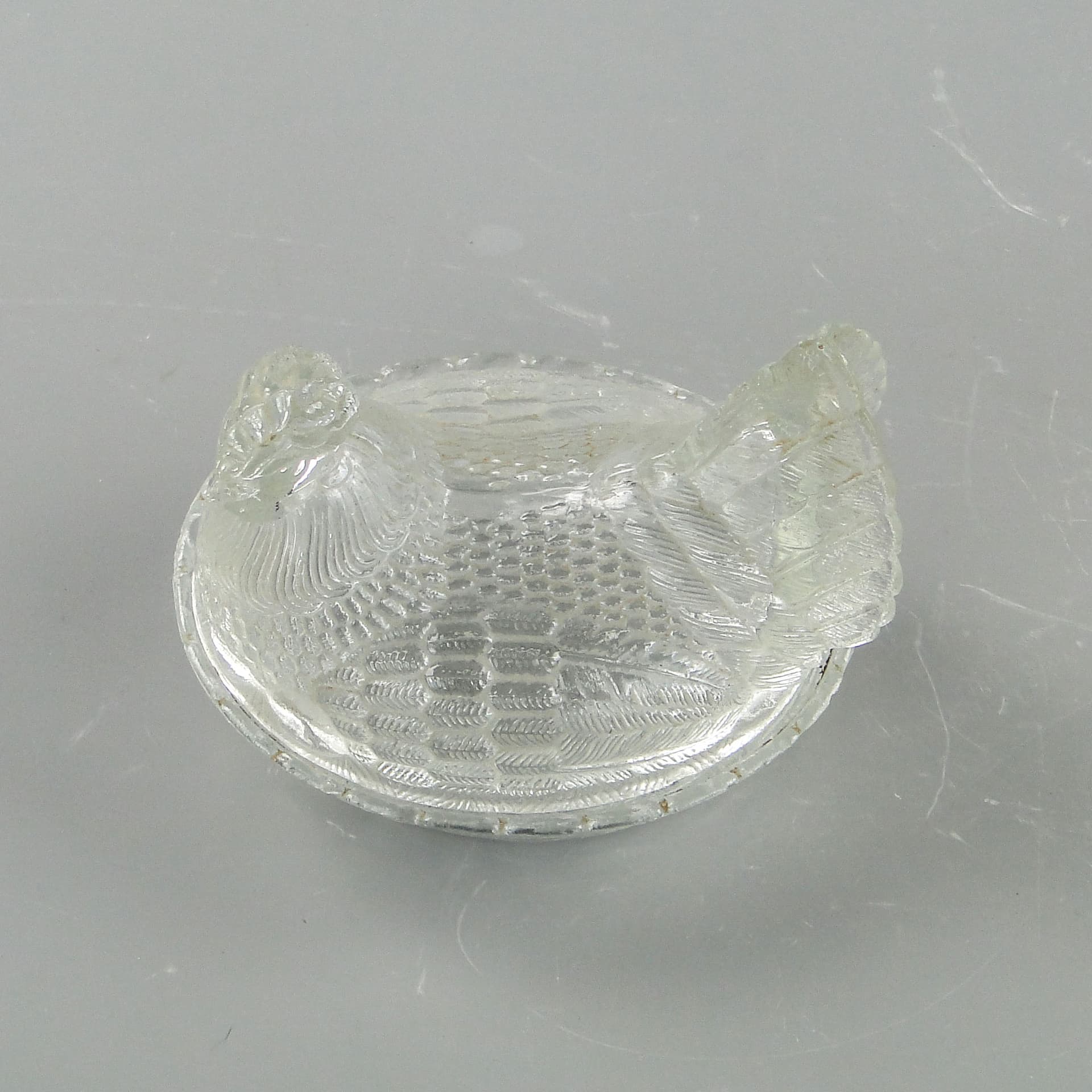 Bomboniera kura, szkło transparent, Ząbkowice, Polska, lata 70. - 2206