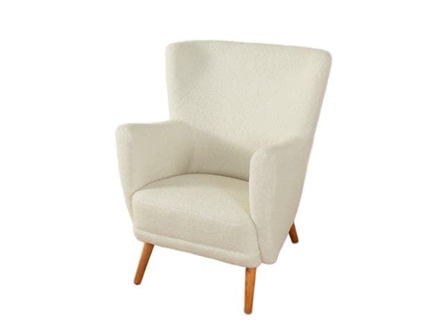 Fotel klubowy, biały, drewno, Niemcy, lata 50. - WYMIARY