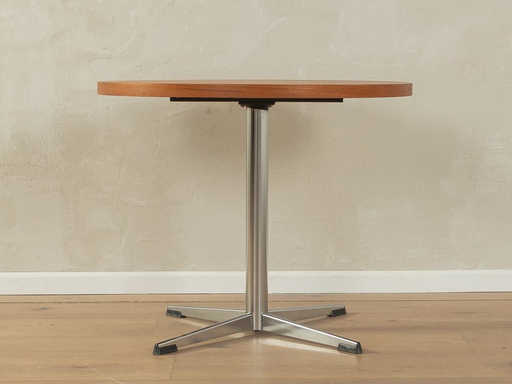 Stolik boczny, teak brązowy, stal nierdzewna srebrna, Frem Røjle, Dania, lata 70. - 286439