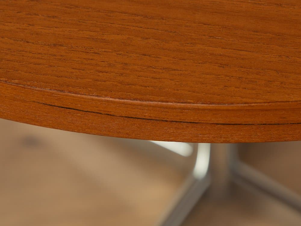 Stolik boczny, teak brązowy, stal nierdzewna srebrna, Frem Røjle, Dania, lata 70. - 286440