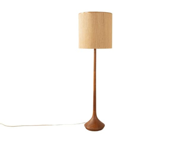 Lampa podłogowa, teak beżowy, proj. L. Brams, Dania, lata 60. - WYMIARY