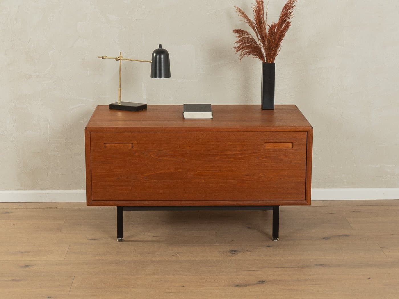 Komoda, teak, stal czarna, Dania, lata 60. - 286420