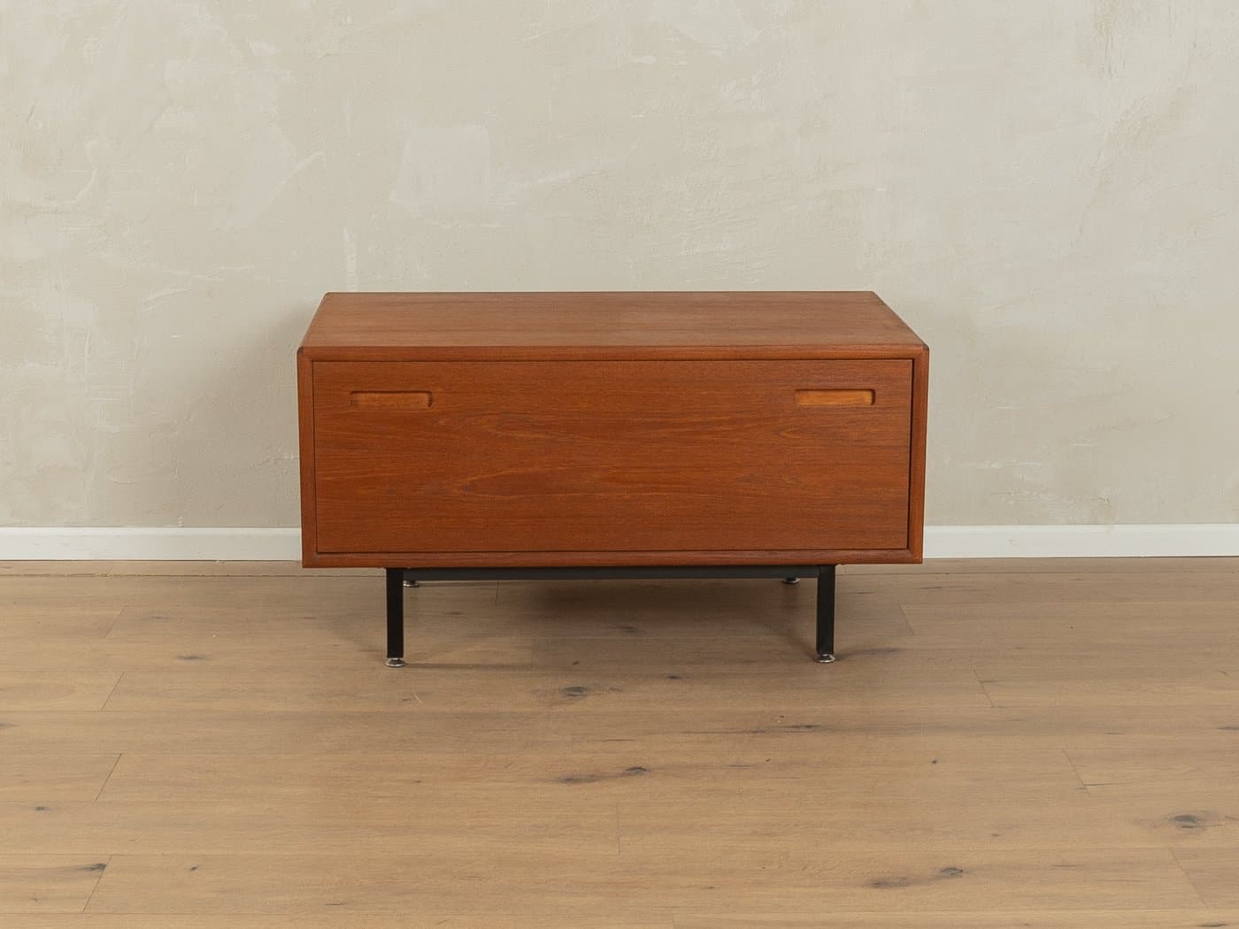 Komoda, teak, stal czarna, Dania, lata 60. - 286418