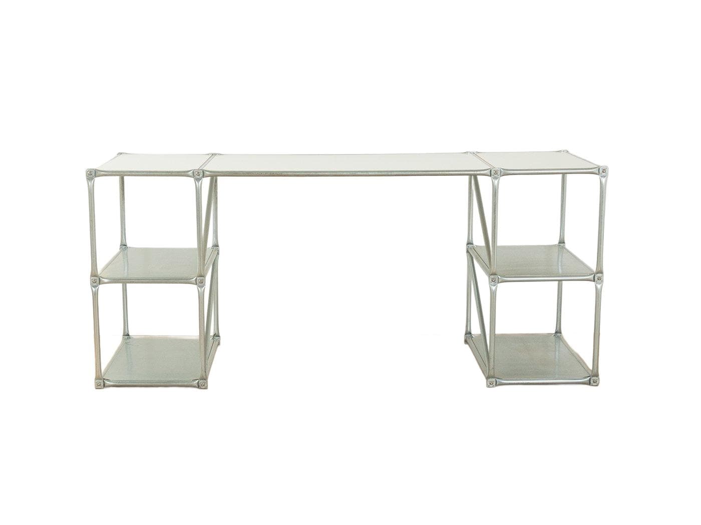 Desk, silver, stainless steel, Germany, 1980s.