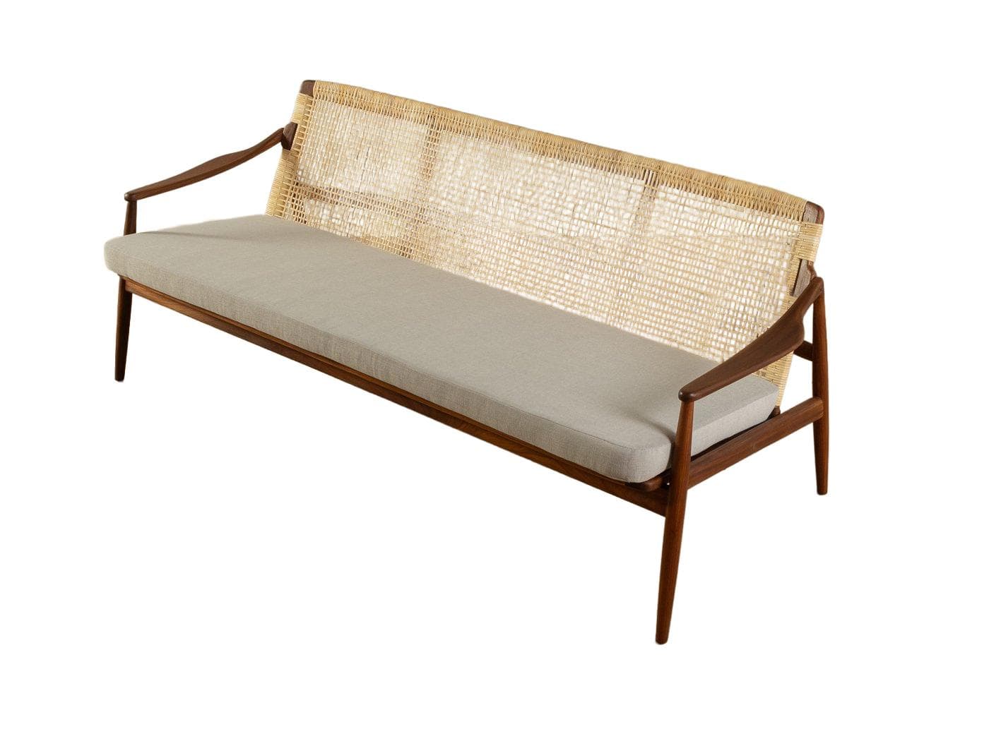 Sofa, teak brązowy, proj. H. Lohmeyer, Niemcy, lata 50.