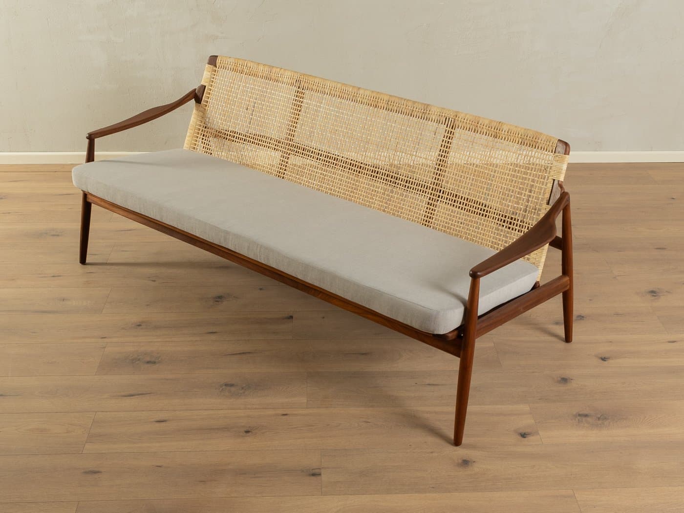 Sofa, teak brązowy, proj. H. Lohmeyer, Niemcy, lata 50. - 286396