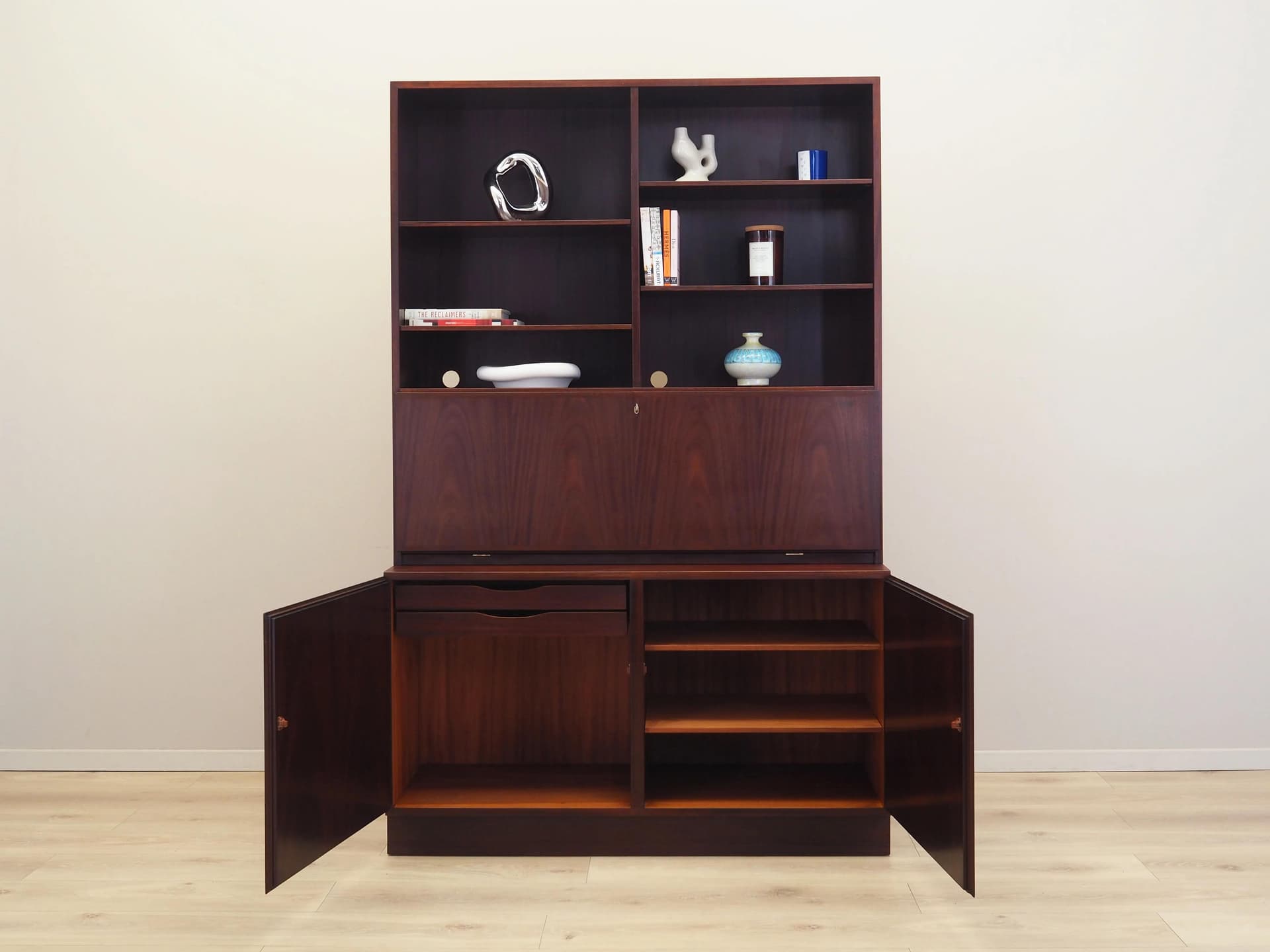 Biblioteczka, mahoń brązowy ciemny, Omann Jun, Dania, lata 70. - 21084