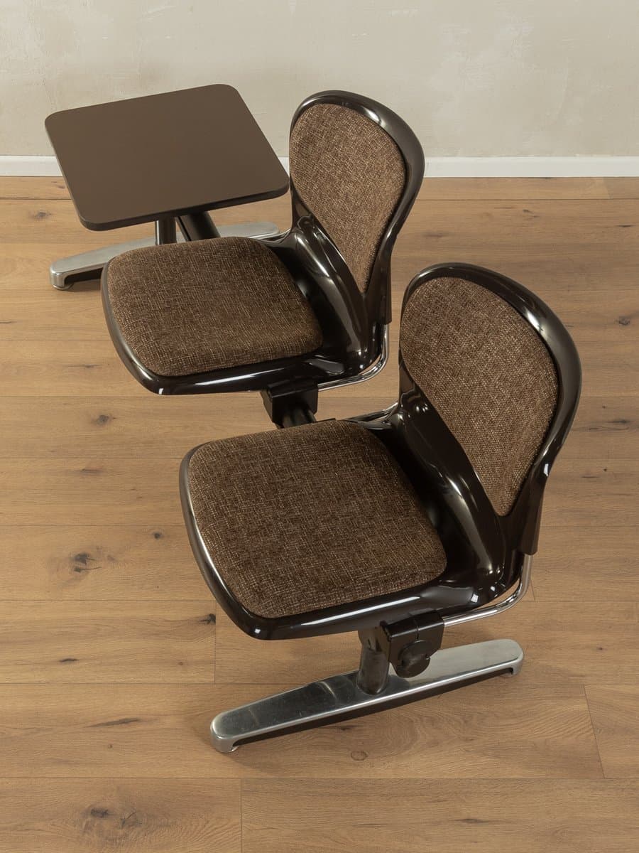 Ławka do poczekalni, brązowa, proj. G. Lange, Niemcy, lata 70. - 286347