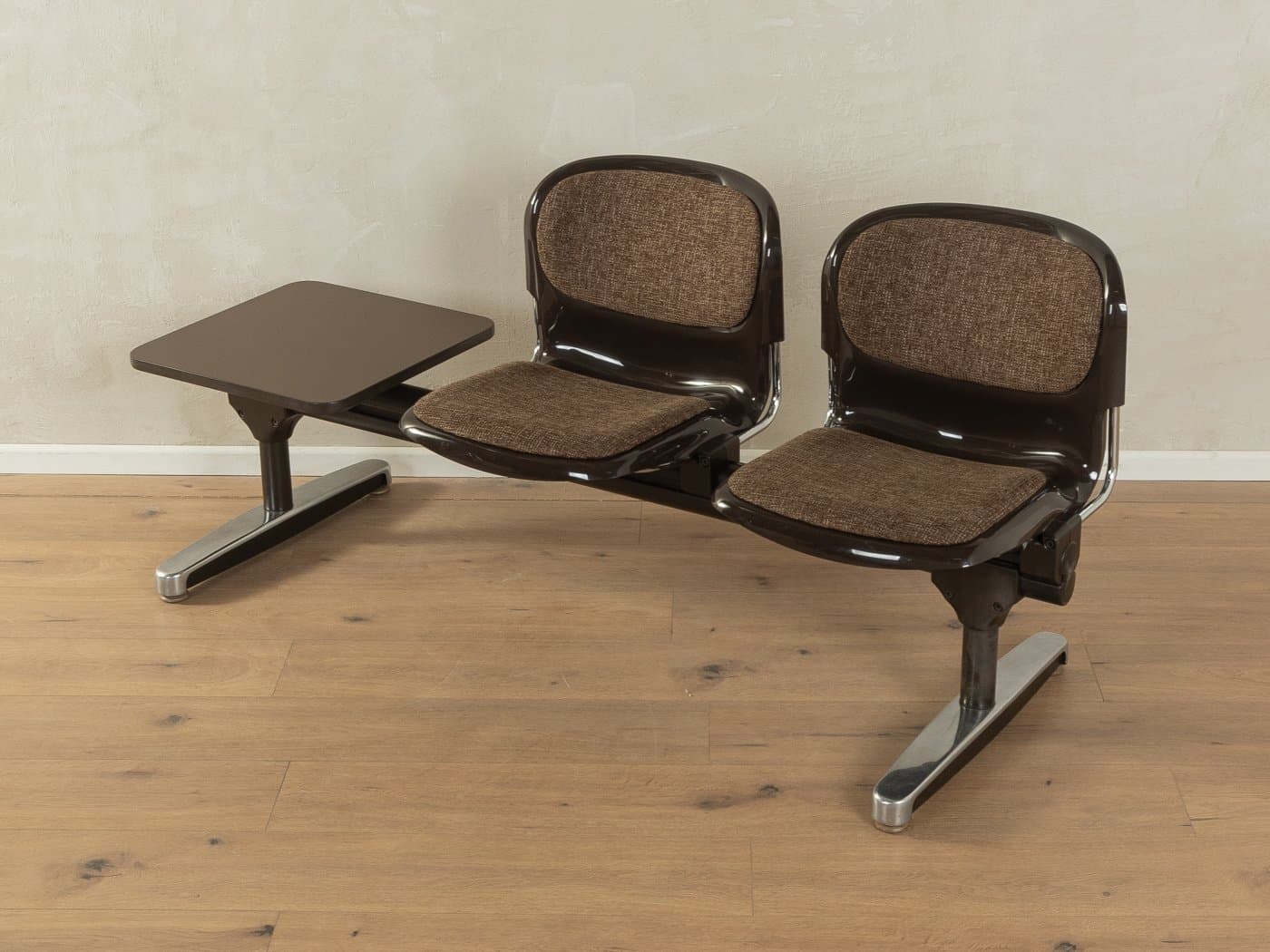 Ławka do poczekalni, brązowa, proj. G. Lange, Niemcy, lata 70. - 286351