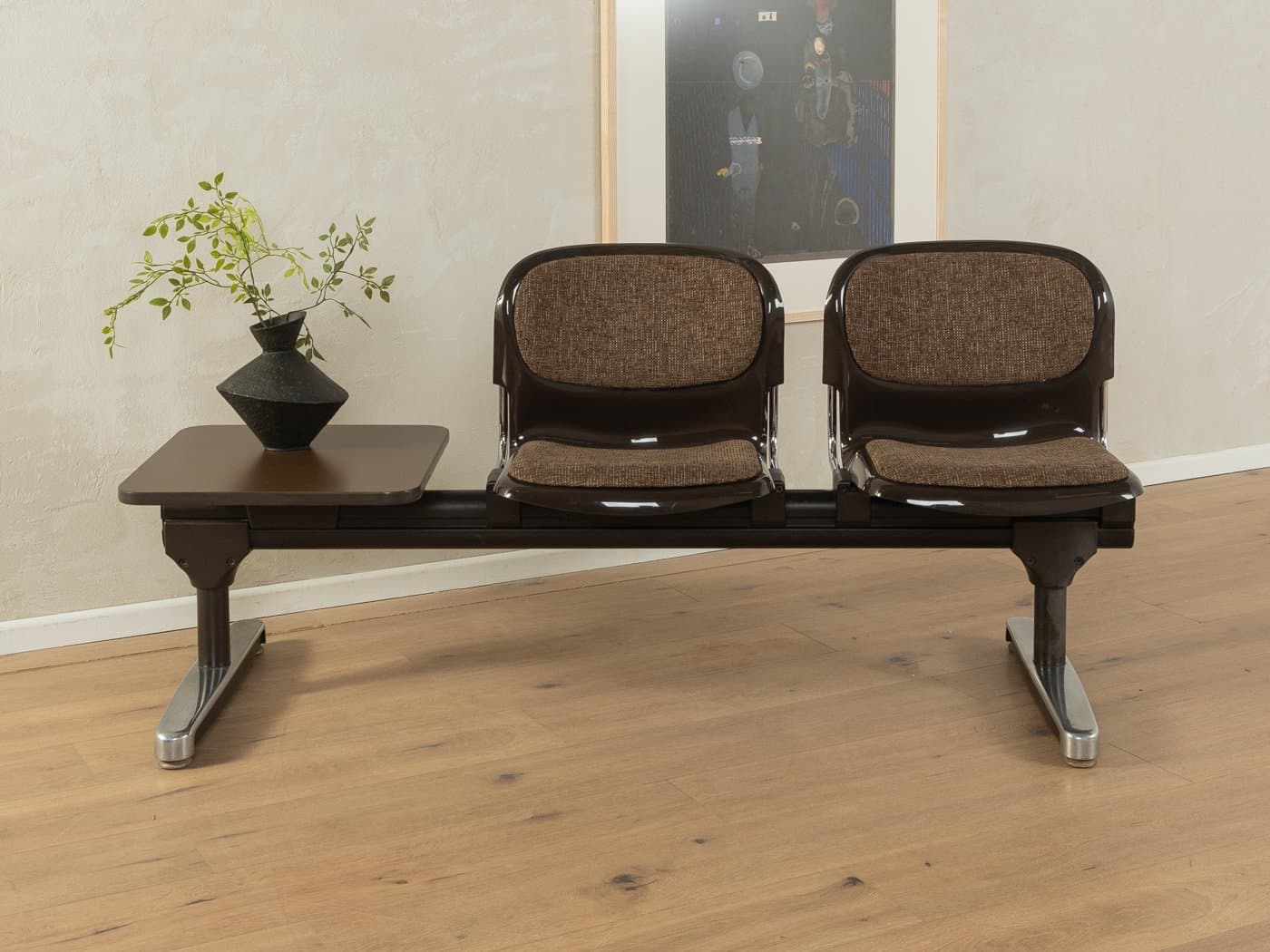 Ławka do poczekalni, brązowa, proj. G. Lange, Niemcy, lata 70. - 286344