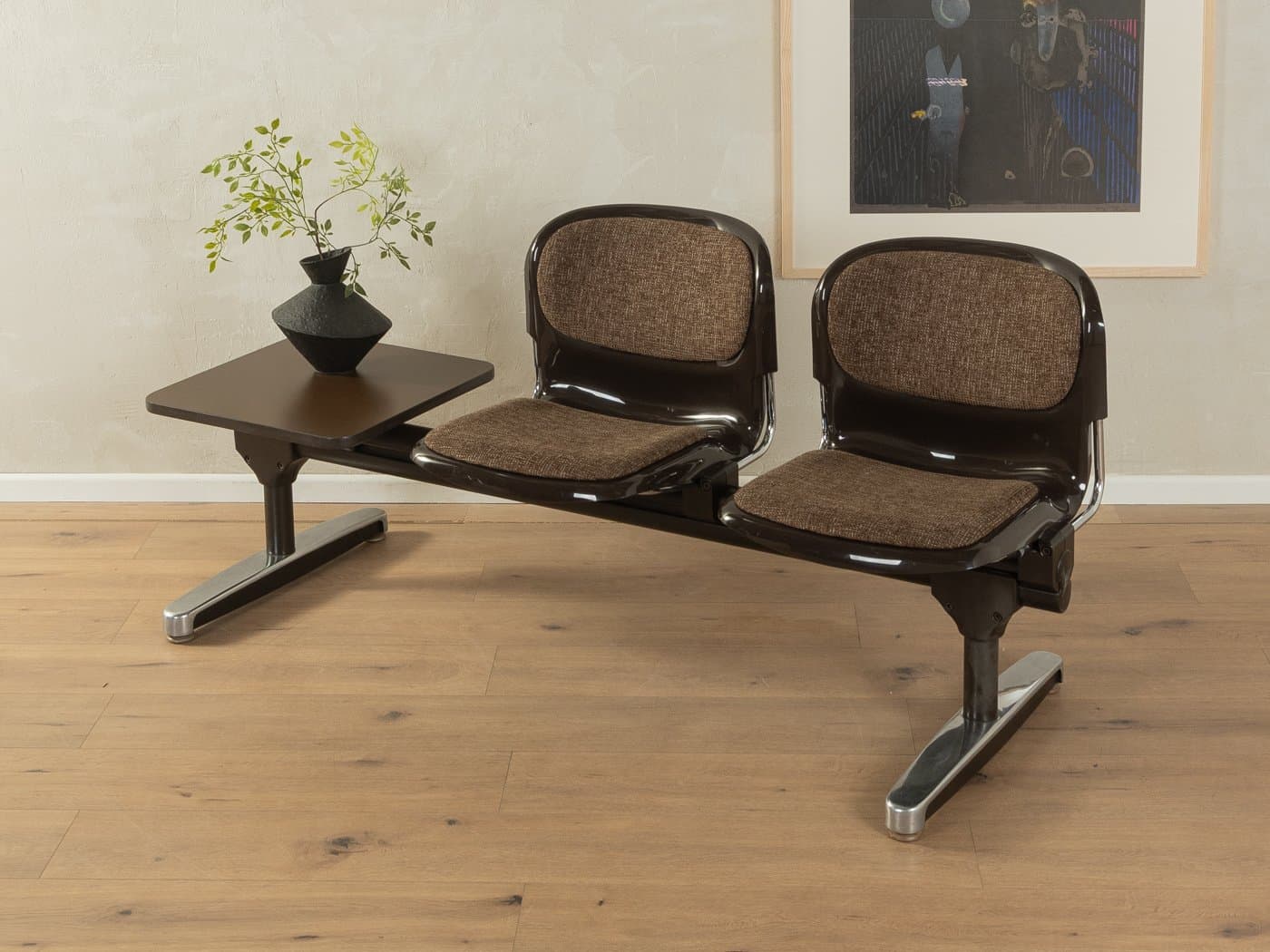 Ławka do poczekalni, brązowa, proj. G. Lange, Niemcy, lata 70. - 286345