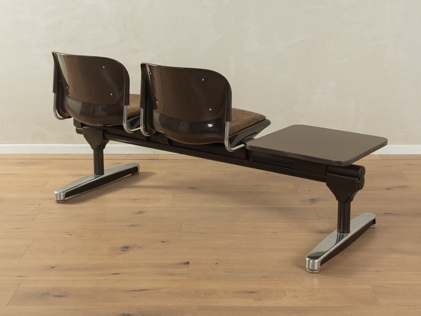 Ławka do poczekalni, brązowa, proj. G. Lange, Niemcy, lata 70. - 286346