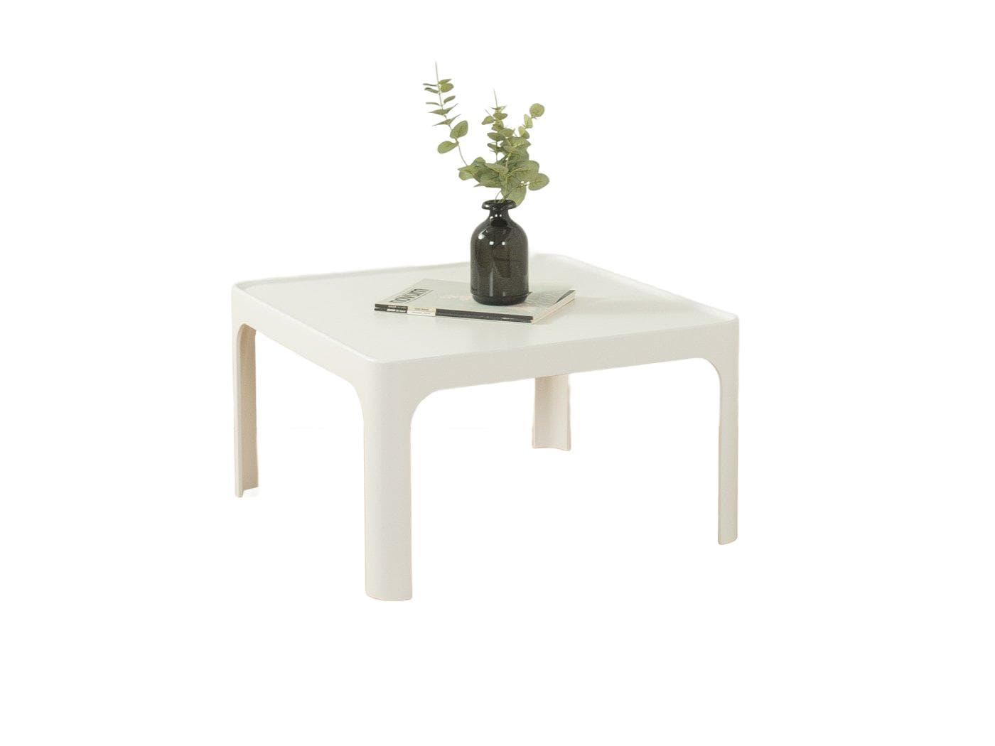 Stolik kawowy, biały, plastik, proj. P. Ghyczy, Niemcy, lata 70.