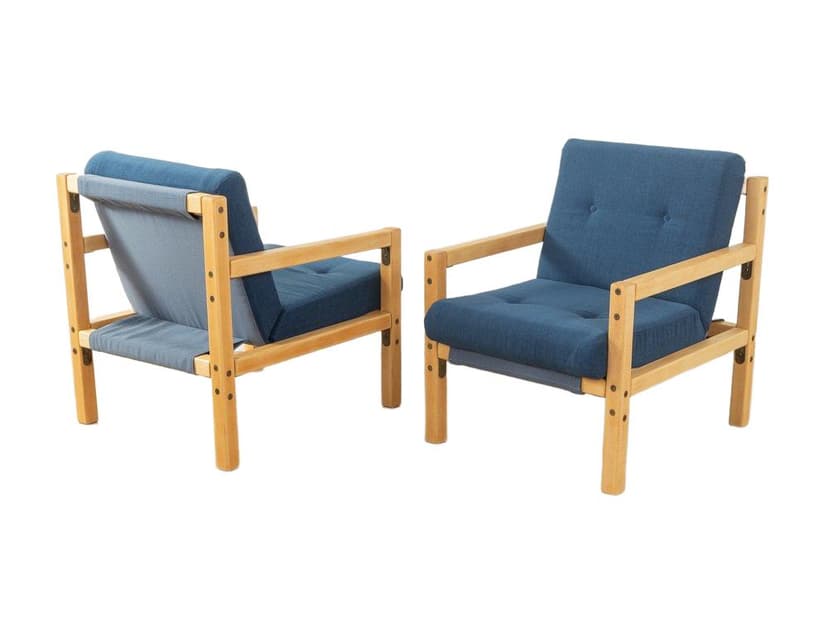 Zestaw dwóch foteli, buk niebieski, Flötotto, Niemcy, lata 70.