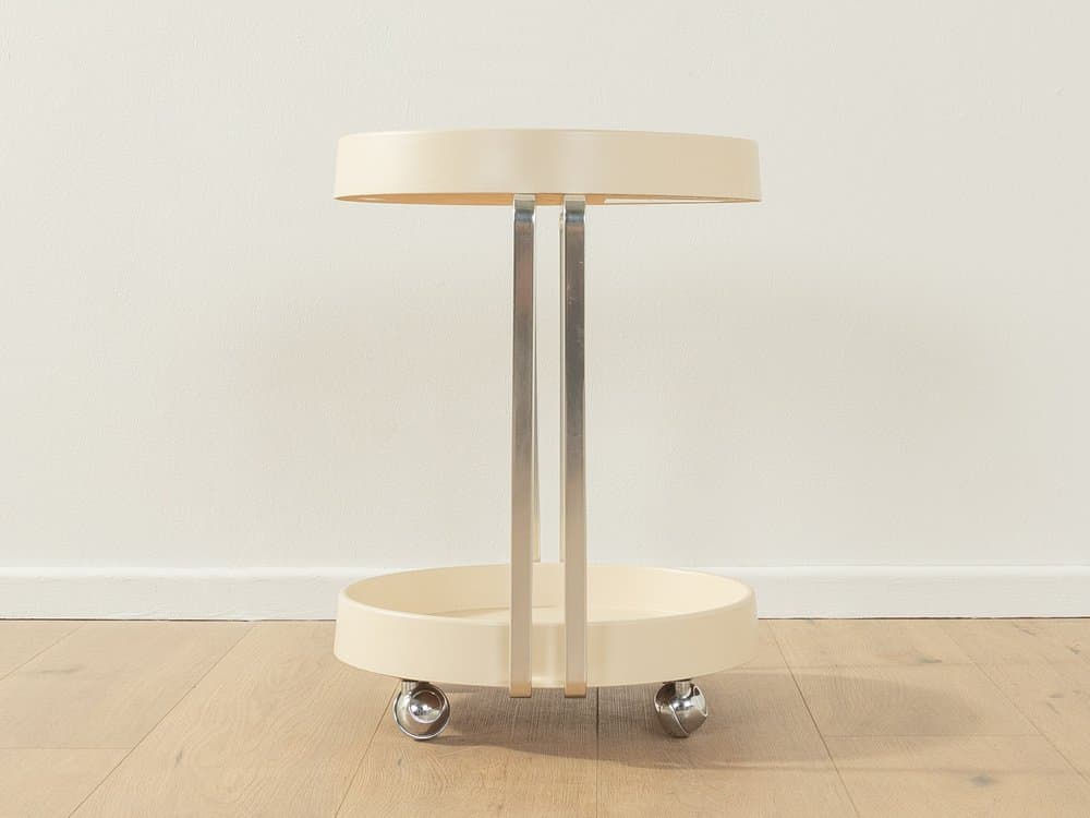 Wózek barowy Space Age, beżowy, drewno, stal chromowana, Niemcy, lata 70. - 286219