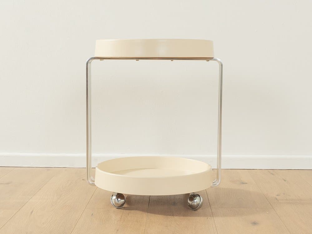 Wózek barowy Space Age, beżowy, drewno, stal chromowana, Niemcy, lata 70. - 286218