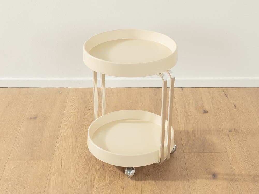 Wózek barowy Space Age, beżowy, drewno, stal chromowana, Niemcy, lata 70. - 286223