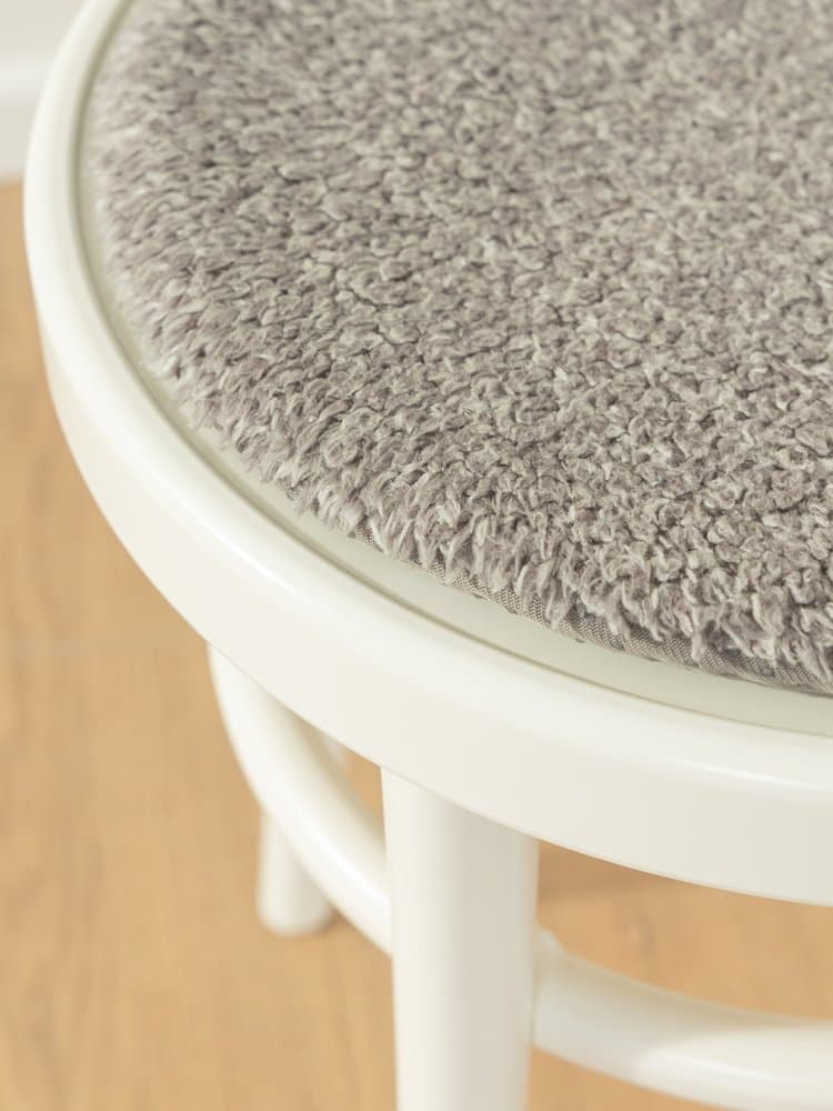 Zestaw trzech stołków Öglan, plastik biały, tkanina szara, proj. G. Lundgren, Ikea, Szwecja, lata 80. - 286195