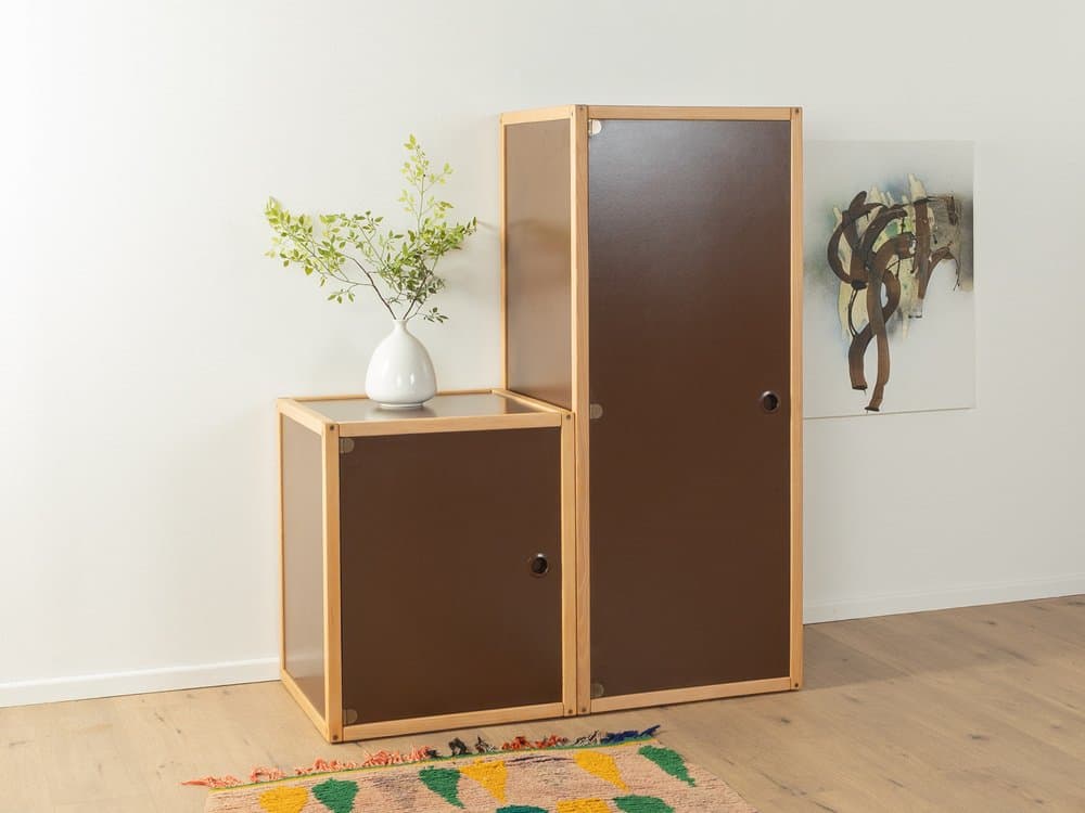 Zestaw dwóch szafek modułowych, brązowy, buk, Niemcy, lata 70. - 286179