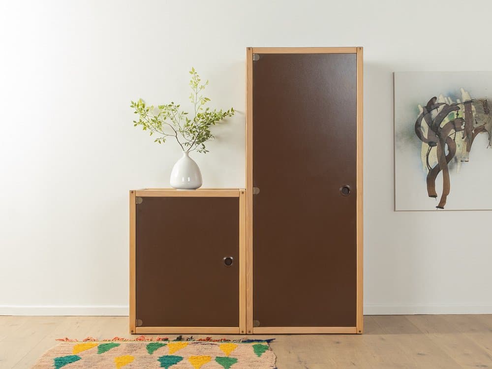 Zestaw dwóch szafek modułowych, brązowy, buk, Niemcy, lata 70. - 286178