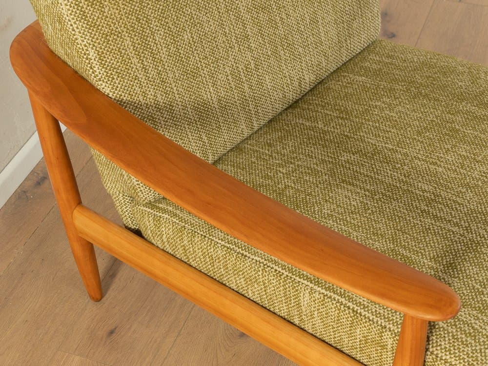 Fotel, wiśnia brązowa, tkanina zielona, Walter Knoll, Niemcy, lata 60. - 286162