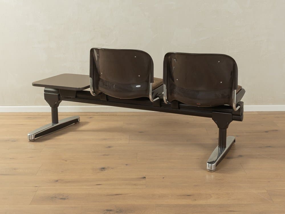 Ławka do poczekalni, brązowy, plastik, stal, tkanina, proj. G. Lange, Niemcy, lata 70. - 286144