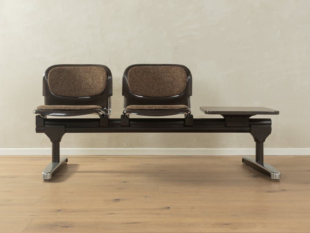 Ławka do poczekalni, brązowy, plastik, stal, tkanina, proj. G. Lange, Niemcy, lata 70. - 286140
