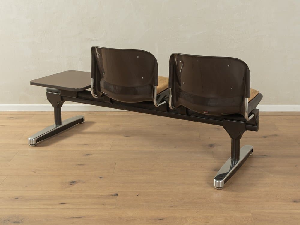 Ławka do poczekalni, brązowy, plastik stal tkanina, proj. G. Lange, Niemcy, lata 70. - 286133