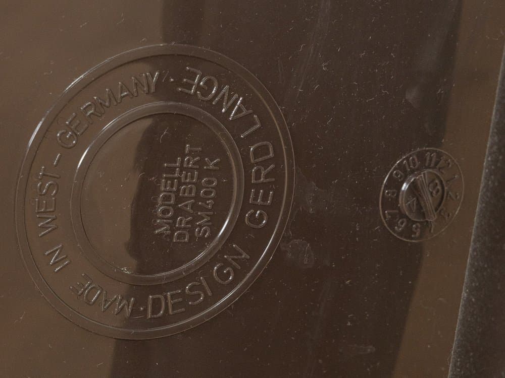 Ławka do poczekalni, brązowy, plastik stal tkanina, proj. G. Lange, Niemcy, lata 70. - 286136