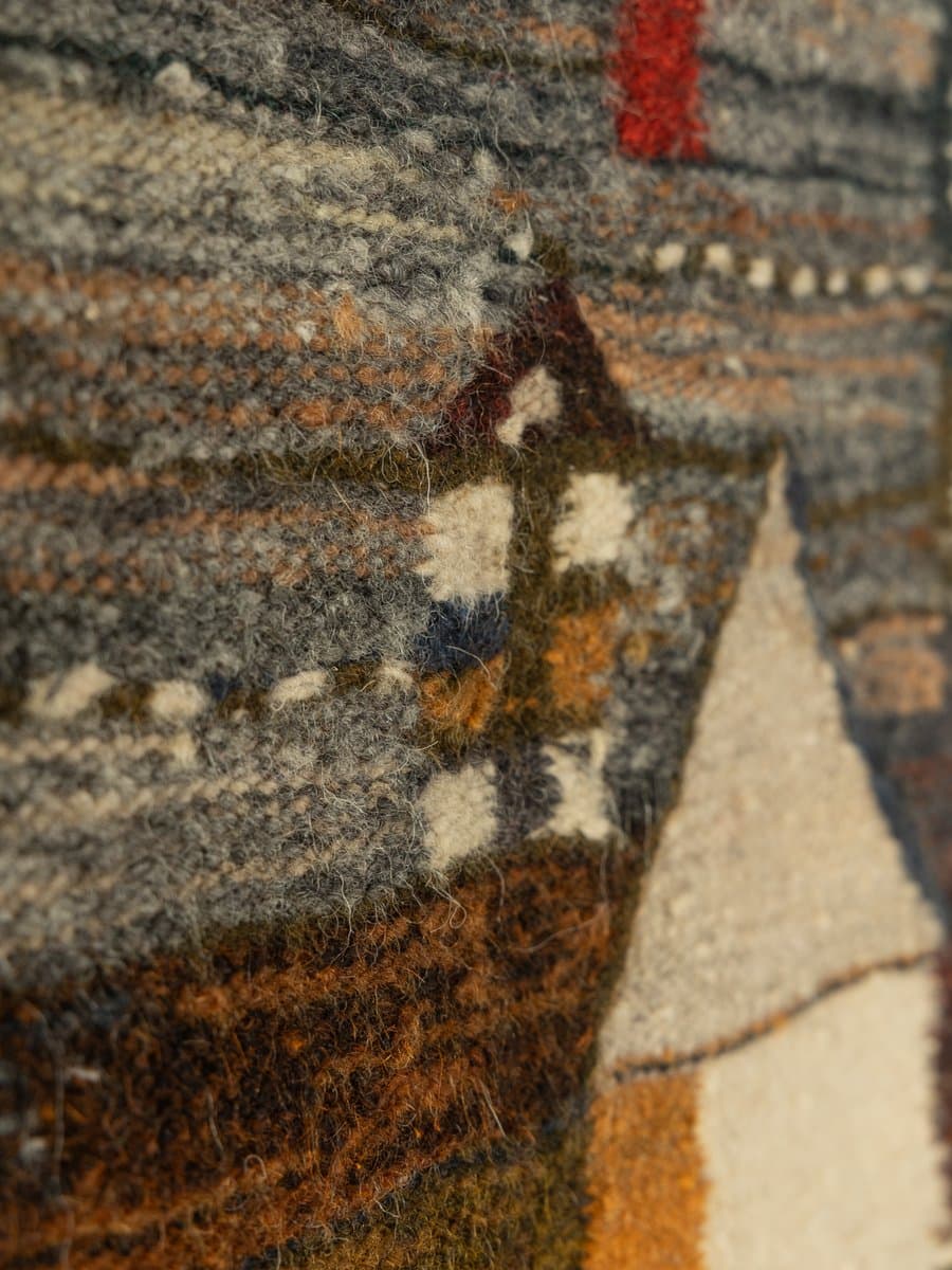 Tkanina ścienna, beżowy, wełna, proj. H. Czajkowska, Polska, lata 70. - 286101