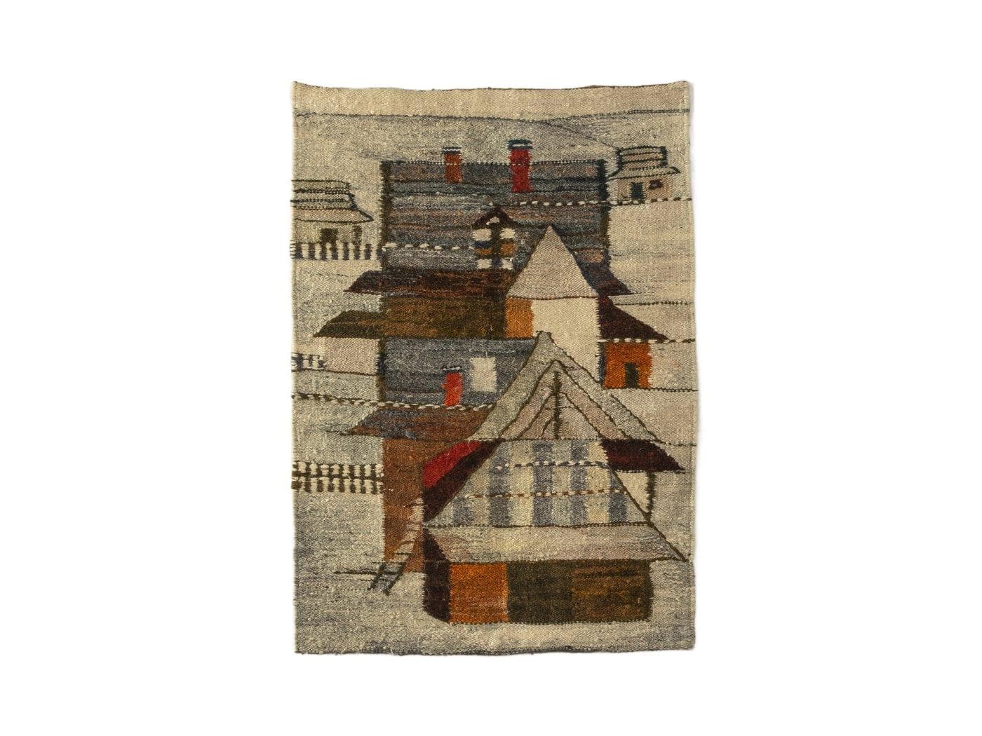 Tkanina ścienna, beżowy, wełna, proj. H. Czajkowska, Polska, lata 70.