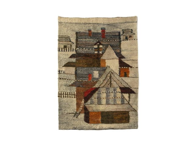 Tkanina ścienna, beżowy, wełna, proj. H. Czajkowska, Polska, lata 70. - WYMIARY