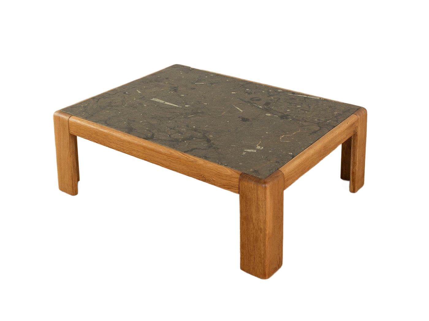 Stolik kawowy, granit szary, buk brązowy, Niemcy, lata 60.