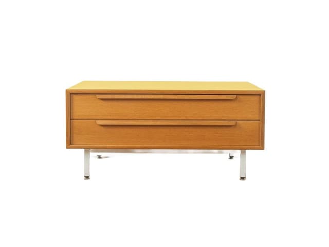 Komoda, dąb brązowy, stal biała, WK Möbel, Niemcy, lata 60. - WYMIARY