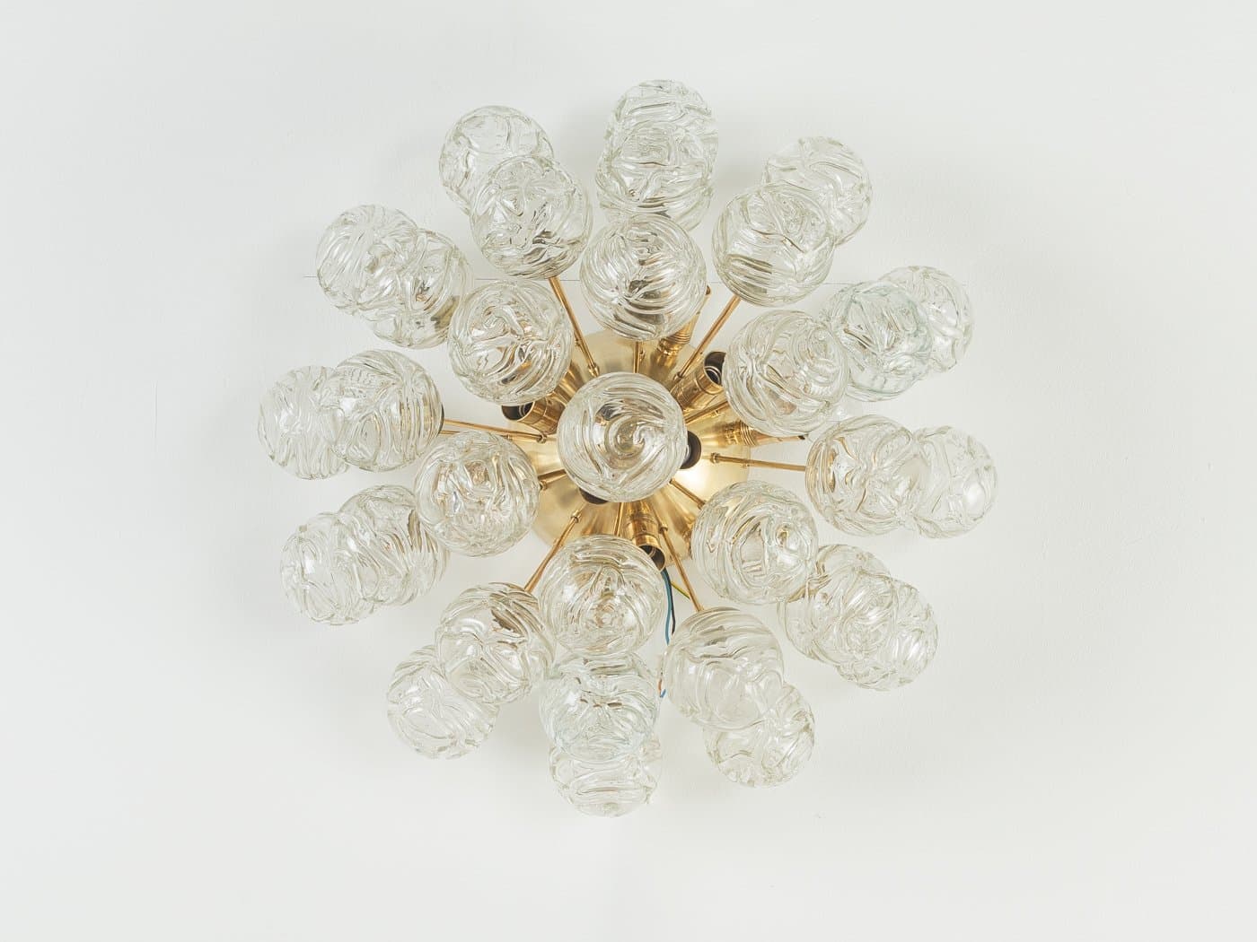 Ceiling Lamp Sputnik, transparent glass, gold brass, Doria Leuchten, Germany, 1970s. - 286031