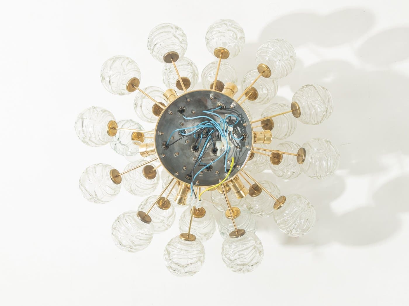 Ceiling Lamp Sputnik, transparent glass, gold brass, Doria Leuchten, Germany, 1970s. - 286027