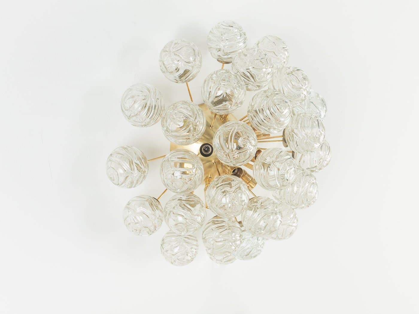 Ceiling Lamp Sputnik, transparent glass, gold brass, Doria Leuchten, Germany, 1970s. - 286030