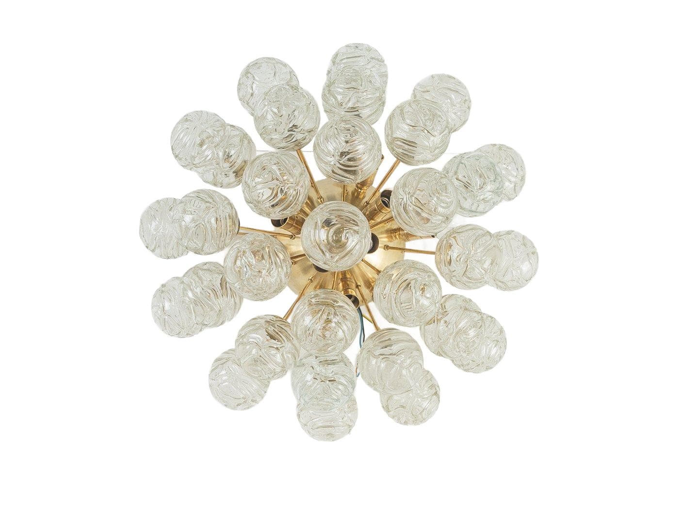 Ceiling Lamp Sputnik, transparent glass, gold brass, Doria Leuchten, Germany, 1970s.
