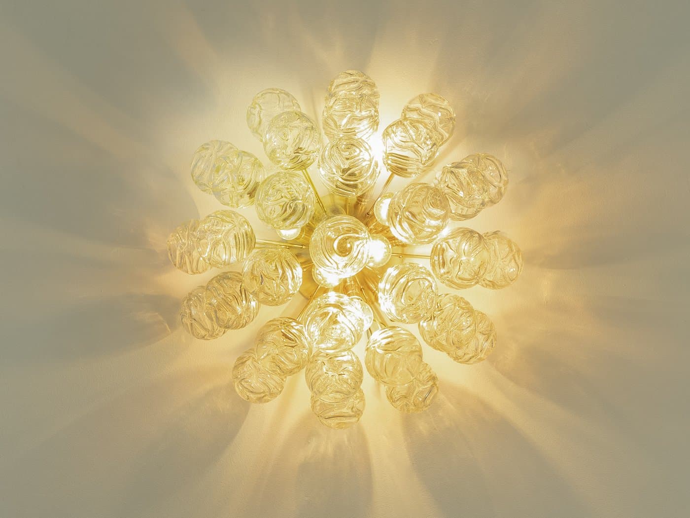 Ceiling Lamp Sputnik, transparent glass, gold brass, Doria Leuchten, Germany, 1970s. - 286026