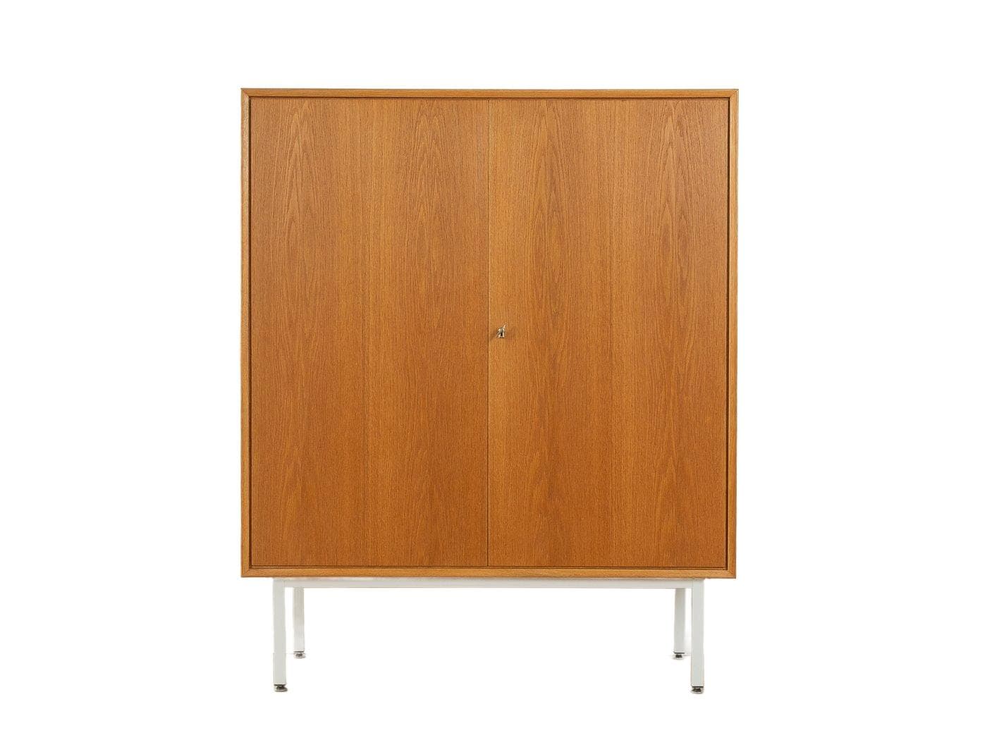 Komoda, dąb brązowy, stal biała, Niemcy, lata 60.