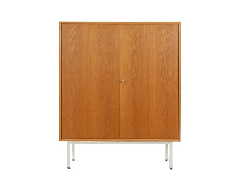 Komoda, dąb brązowy, stal biała, Niemcy, lata 60.