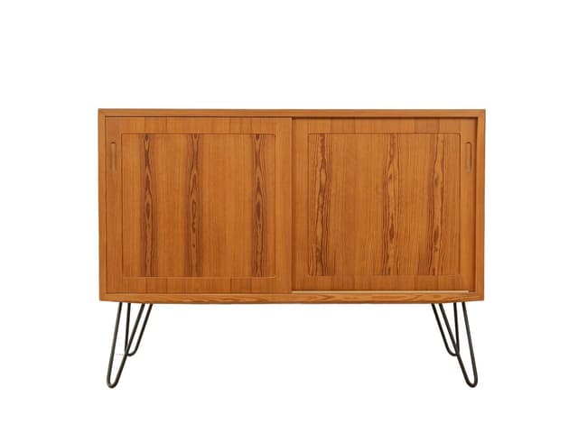 Komoda, jesion brązowy, stal czarna, proj. P. Hundevad, Hundevad&Co., Dania, lata 60. - WYMIARY