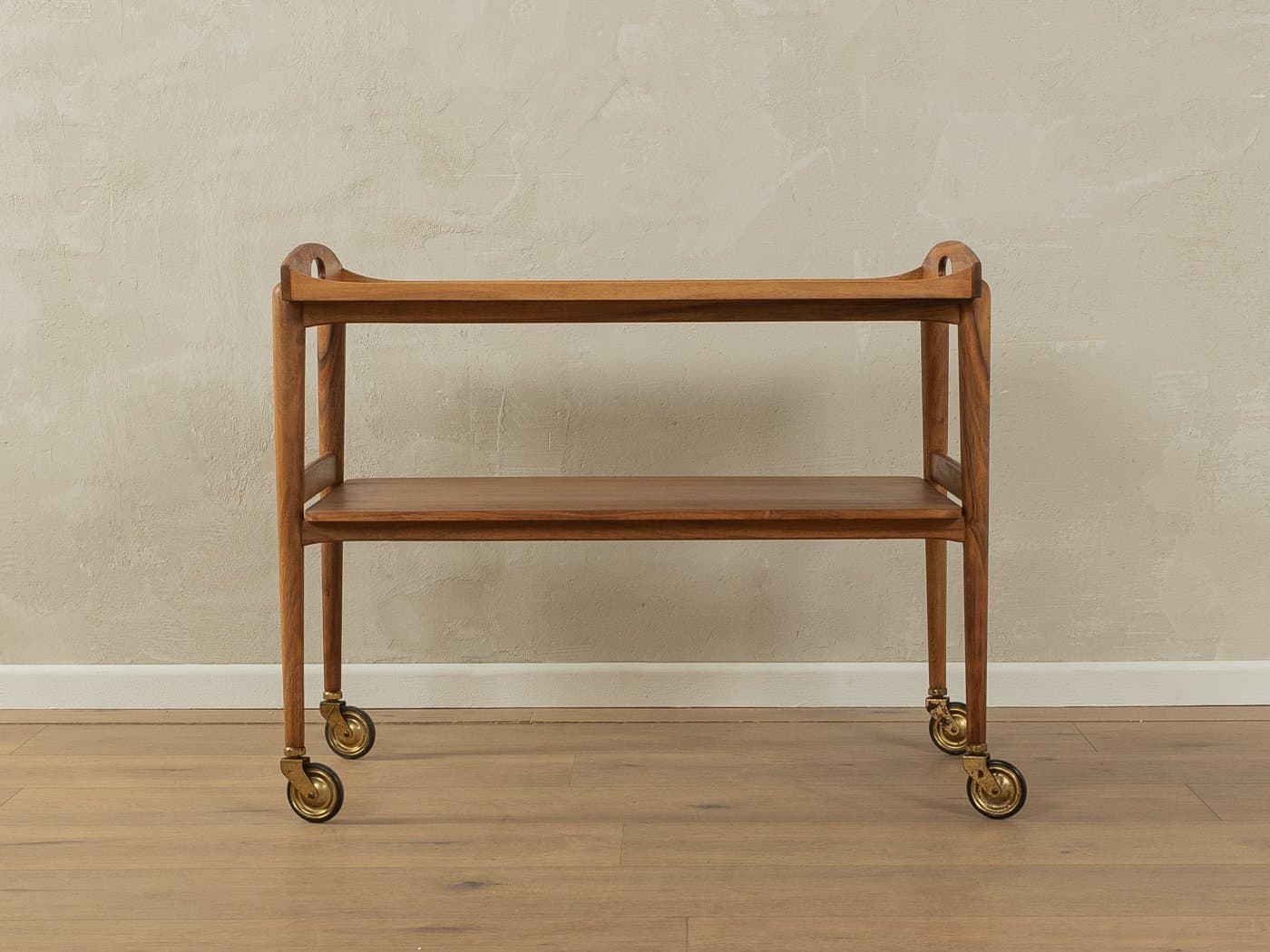 Barek na kółkach, orzech brązowy, mosiądz, Niemcy, lata 60. - 285975