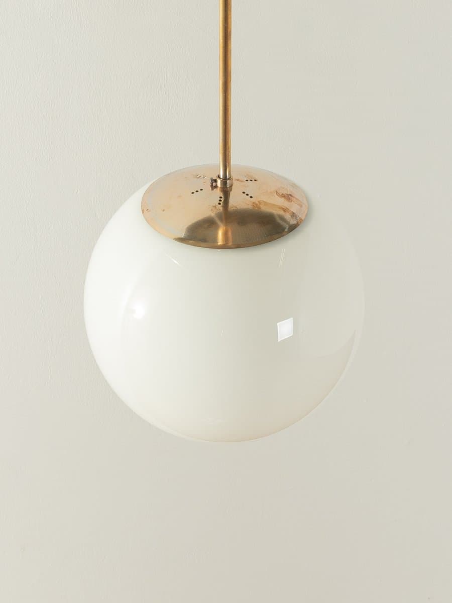 Pendant Lamp Ball, white opal glass, gold brass, Germany, 1950s. - 285947