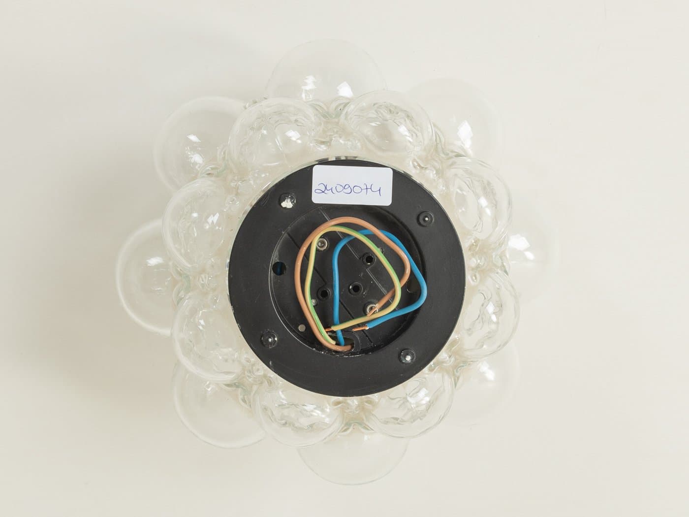 Wall lamp, transparent glass, by H. Tynell, Limburg, Germany, 1960s. - 285918