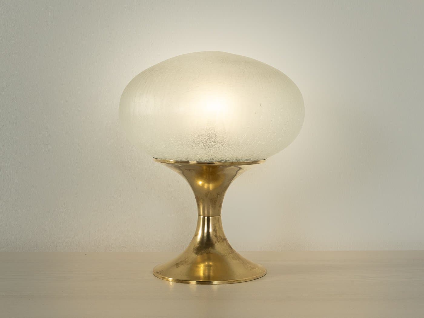 Lampa stołowa, złoty mosiądz, szkło, Niemcy, lata 70. - 285887