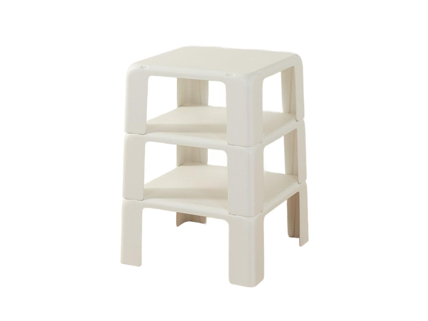 Zestaw trzech stolików bocznych Gatti, Space Age, biały, plastik, proj. M. Bellini, B&B Italia / C&B Italia, Włochy, lata 70.