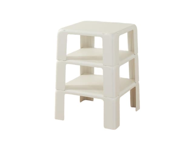 Zestaw trzech stolików bocznych Gatti, Space Age, biały, plastik, proj. M. Bellini, B&B Italia / C&B Italia, Włochy, lata 70. - WYMIARY