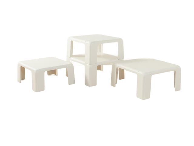 Zestaw czterech stolików bocznych Gatti, Space Age, plastik biały, proj. M. Bellini, B&B Italia / C&B Italia, Włochy, lata 70. - WYMIARY