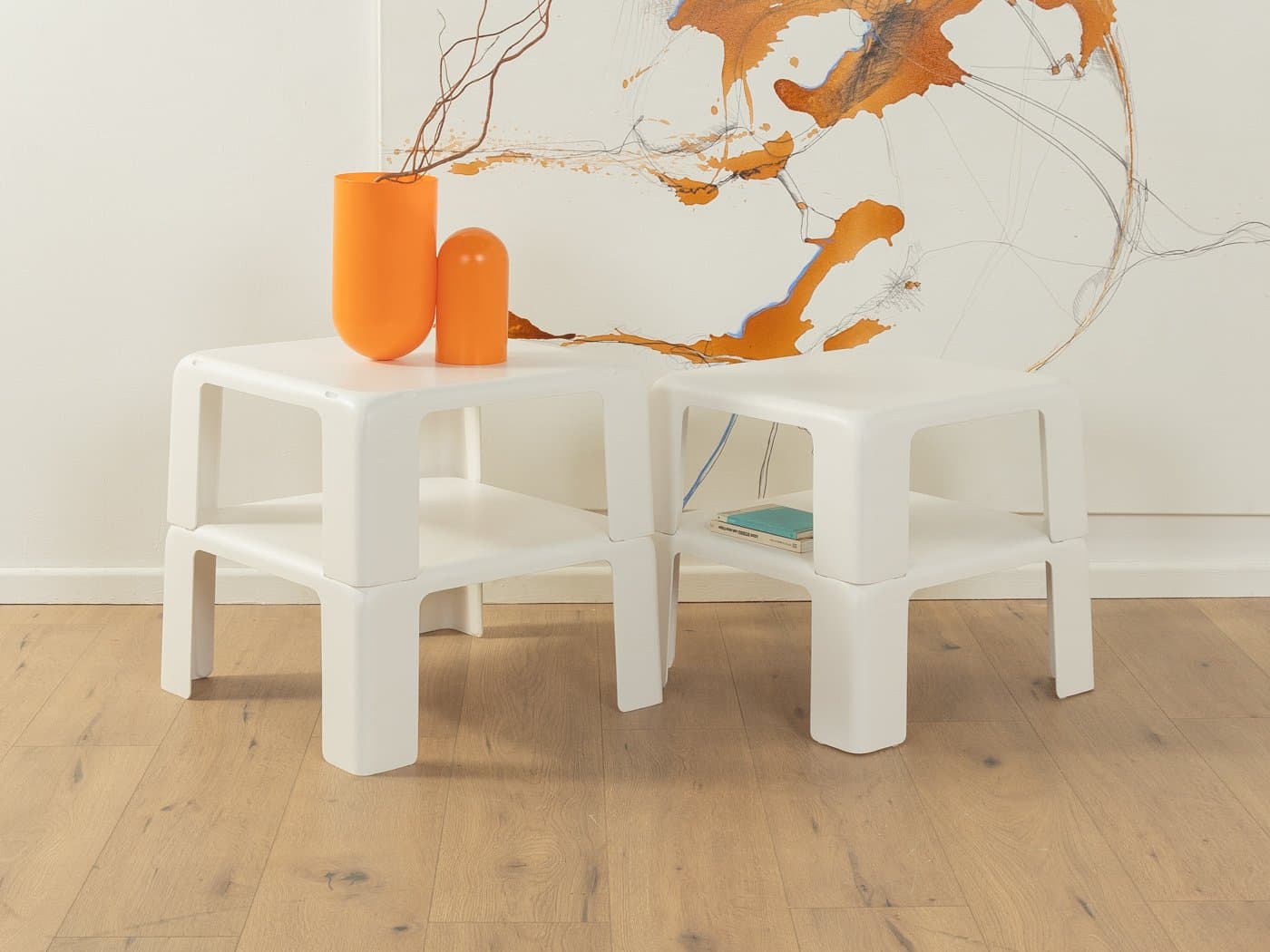 Zestaw czterech stolików bocznych Gatti, Space Age, plastik biały, proj. M. Bellini, B&B Italia / C&B Italia, Włochy, lata 70. - 285856